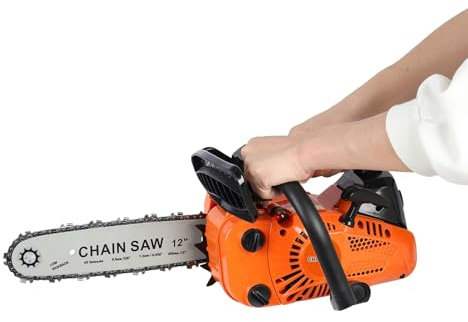 PERZOE Tronconneuse Thermique, 25.4cc Elagueuse tronçonneuse à l'essence 1,4HP avec Lame 9 '', Démarreur Easy-Start, Système Anti-Vibration, Inclus la Protection de La Lame et Le Kit Orange