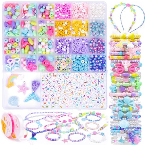 MiuCo Toys for Girls 5 and Up, Bead Set for Children's Jewelry Crafts, Creative Gifts for 6, 7, 8 Year Old Children's Birthdays, School Enrollment, Christmas