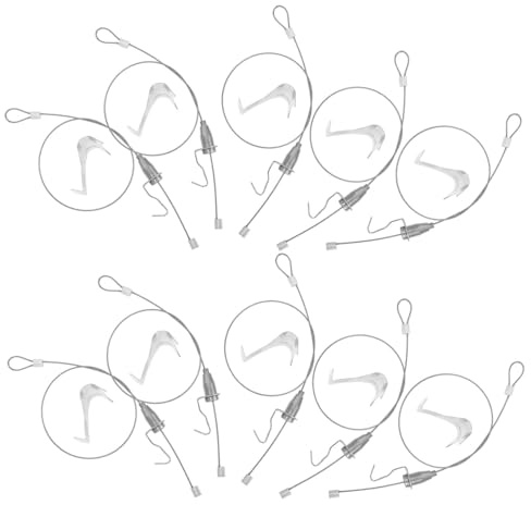 HOMSFOU Kit de Fixation Murale pour Tableaux Crochets Réglables et Fil Métallique 0,5 Mètre, Système D'accrochage pour Cadres Photo, 10 Pièces, Usage Intérieur et Professionnel