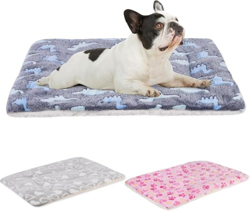 Srvillg Dog Bed Mat, Soft Dog Crate Bed, Washable Dog Crate Mattress Blanket, Pet Sleeping Mattress for Small Medium Dogs (Blue, M-55 * 45cm)