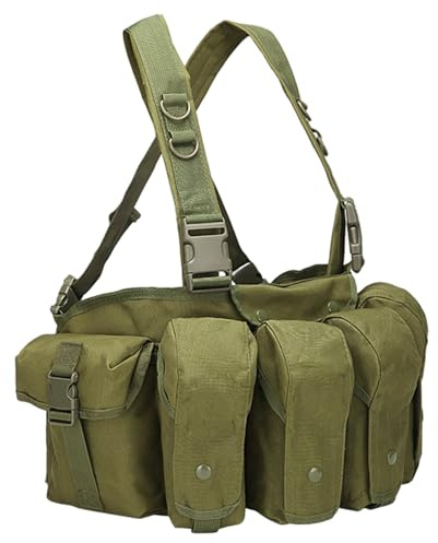 Harnais de poitrine, sac de poitrine en nylon imperméable réglable avec plusieurs poches, gilet résistant à l'usure et à la saleté pour la chasse, l'entraînement et les entraînements Harnais p