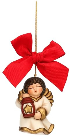 THUN - Addobbo natalizio angelo con lanterna in ceramica, grande - Thunland - 5x4,6x6,7 cm