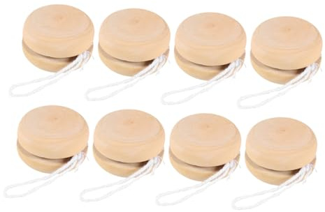 FIXOSHEE Set 8 Palline Yo-yo in Legno Non Verniciate, Giocattoli da Disegno e Lavoretti Creativi, Gioco Portatile per Sviluppo Forza Polso e Attività Outdoor
