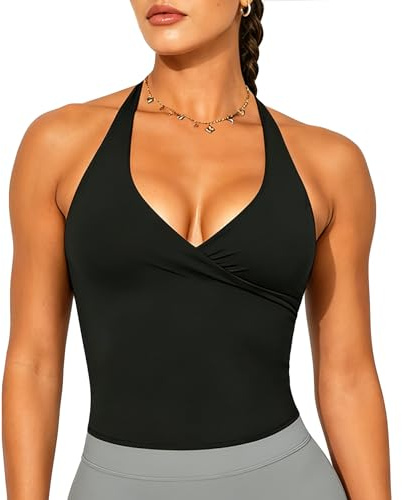 Navneet Playera Sin Mangas Camisetas Deportivas Espalda Descubierta Mujer | Camiseta de tirantes con cuello halter, Tank Top, Cuello en V, Espalda Cruzada Básica Verano