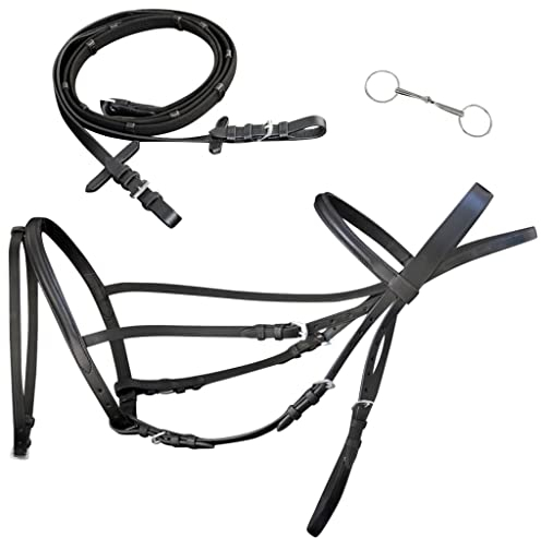 vidaXL Trense Trensenzaum Ledertrense mit Zügeln Gurtzügel Trensengebiss Pony