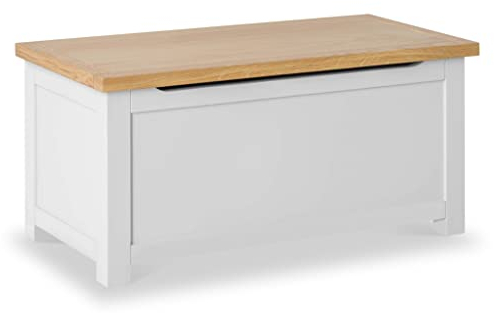 RoselandFurniture Farrow Grey Wooden Blanket Box Ottoman Storage Box | Fully Assembled Large Contemporary Painted Trunk, Shoe Storage Bench or Toy Chest for Bedroom, Hallway or Kids Room