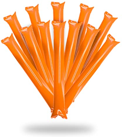 FUN FAN LINE - Packung mit 20 Stück Bam Bam Inflatable Stick Set für fußball Party, musikparty, Geburtstagsfeier. krachmacher Spiel beifall Luftballons. (10 Paare) (Orange)