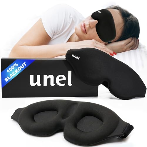unel Eye Mask for Sleeping, Luxury Blackout Sleep Mask for Men & Women, Perfect for Travel, Napping or Shift Work - 100% Blackout