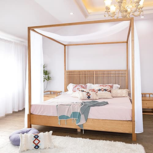Linentalks Sciarpa da letto a baldacchino bianca per letto king size e californiano, sciarpa a baldacchino di lusso velata, mantovana per letto a baldacchino, tende a baldacchino per letto a