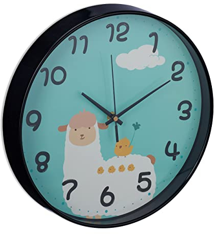 Relaxdays Orologio da Parete Bambine, Design Lama, Analogico, Ø 29,5 cm, Muro Cameretta Ragazzi, Colorato