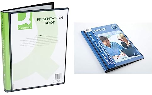 Q-Connect KF01267 Sichthüllenmappe Panorama - 40 Hüllen, schwarz & OPUS 114267 2 Präsentationsbuch im A4-Format mit 20 Hüllen