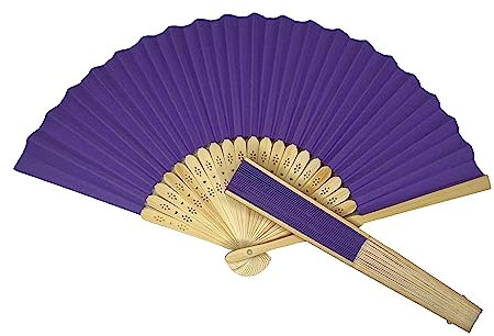 Parev Abanico de madera de bambú plegable de papel morado