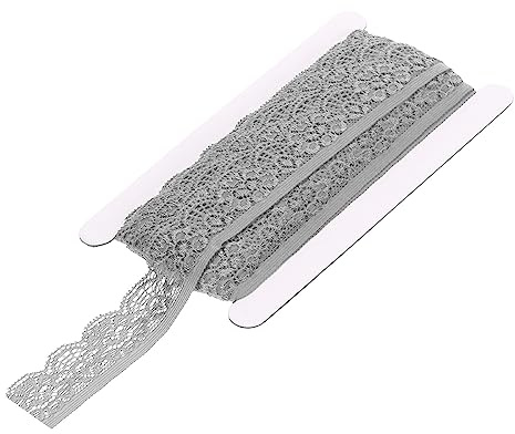 QUARKZMAN Encaje Adorno Vintage Crochet 0.98 x 10 Yardas Medio Gris Encaje Cinta para Bricolaje Recorte Álbum Ropa Tela Boda Decoración Regalo Papel