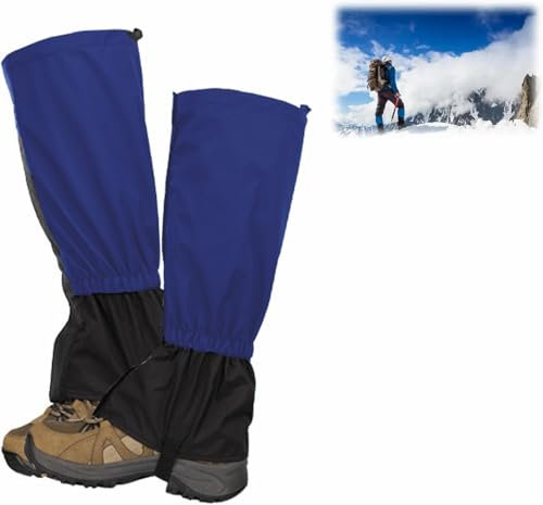 Outdoor Gamaschen,Wandergamaschen,Wasserdicht Gamaschen,Staubdicht Einstellbare Atmungsaktive Beinschutz Gaiter,Legging Beingamaschen für Damen Herren,Regengamaschen,Wandern,Trekking,Klettern,Blau