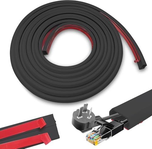 Bechoanigel Copricavo, 2.5 CM X 3 M PVC Flessibilità Protezioni per Cavi a Pavimento Facile da Tagliare, Pedane Passacavo per Tutti i Cavi di Alimentazione a Casa, Ufficio, Scuola, Magazzino (Nero)