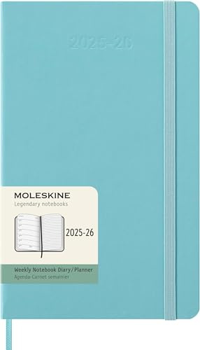Moleskine Classic 18 Month 2025-2026 Weekly Planner, Hard Cover, Large (5 x 8.25), Aquamarine, 208 pages