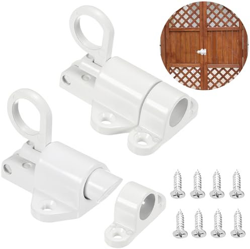 Diyxisk Verrou Porte,2 Pièces Loquet Ressort Automatique en Alliage D'Aluminium Verrou Porte Coulissante Quincaillerie de Portes et Loquets Serrure Porte Ressort Automatique,Armoires Cuisin (Blanc)