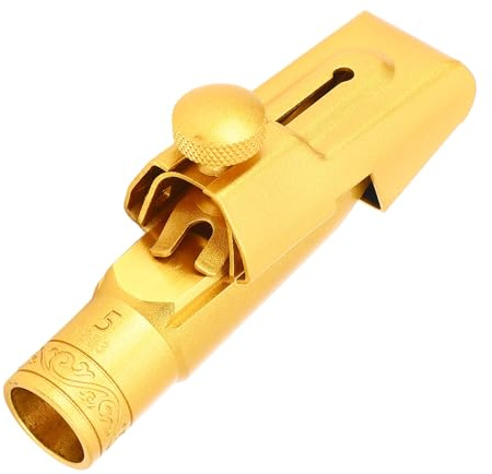 Bocchino per Sassofono Soprano, Bocchino di Ricambio per Sax in Ottone Dorato, Bocchino per Sax Professionale Tono Alto (5#), Accessorio per Strumenti Musicali per Principianti
