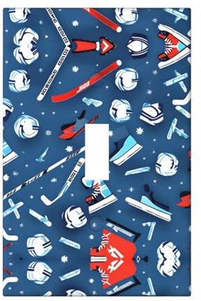 Cubiertas de salida con impresión de hockey sobre hielo, 1 placa de pared de tamaño estándar, cubiertas de placas frontales de policarbonato de doble salida