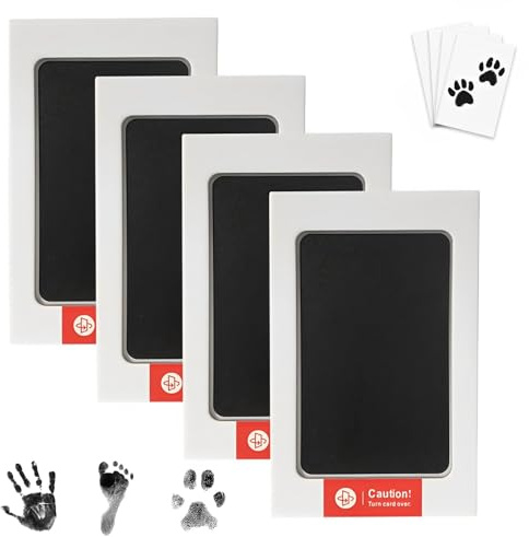 4 Tamponi Stampa, Kit impronte mani e piedi neonato e impronta zampa cane, Kit impronta gatto, Tamponi Clean Touch per impronta neonato e animali, Idea Regalo per Neonati