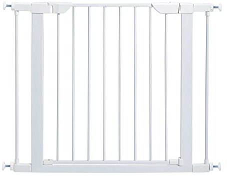MidWest Homes for Pets 75 cm hög genomgående tryckmonterad stålhundgrind expanderar till 85 cm bred, inkluderar 7,6 cm förlängningar, vit