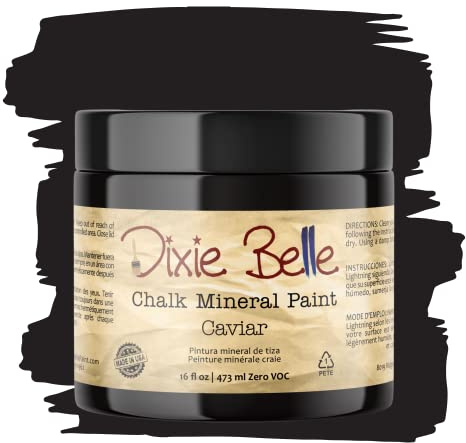 Dixie Belle Paint Company Chalk Finish Furniture Paint - Caviar (16oz) - Matte Black Chic Chalk Mineral DIY Furniture Paint