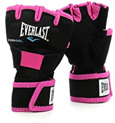 Everlast Vendas de Mano Evergel (S/M), Rosa/Negras para Guantes de Boxeo, Diseño Delgado con Cierres Compress-X - Equipo Auténtico