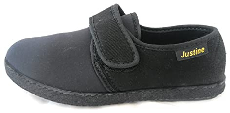 JUSTINE 2066 nero pantofola bassa per non scivolare strappo tomaia elastica suola gomma antiscivolo altezza 1,5cm (Nero, 35/41, 37)
