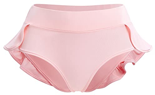 IBAKOM Women Ladies High Waist Ruffle Yoga Shorts Pole Dance Hot Pants Rave Bottoms Booty Shorts Night Party Hipster Knickers Clubwear Pink Large