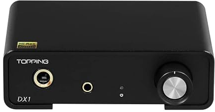 Topping DX1 prend en charge jusqu'à DSD256 et PCM384 THD+N < 0,0002 % XMOS XU208 AK4493S 2 réglages de gain audio haute résolution DAC et amplificateur de casque (noir)