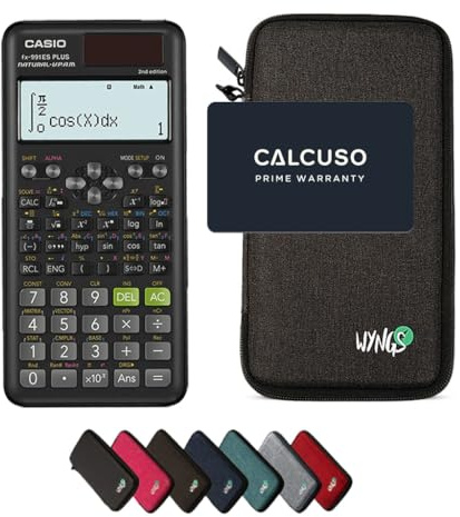 Casio fx-991ES Plus 2nd Edition with WYNGS Protective Case Dark Grey - Scientific Calculator - Basic Set
