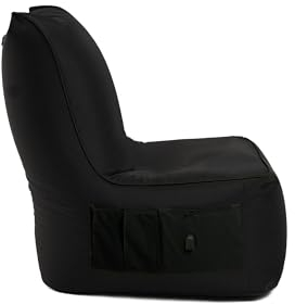 BuBiBag Gaming Sitzsack zum Zocken mit Anschluss zum Laden & Taschen, Halterung, Game Sessel für Kinder und Erwachsene, Beanbag Indoor und Outdoor - Dreambag (Anthrazit)