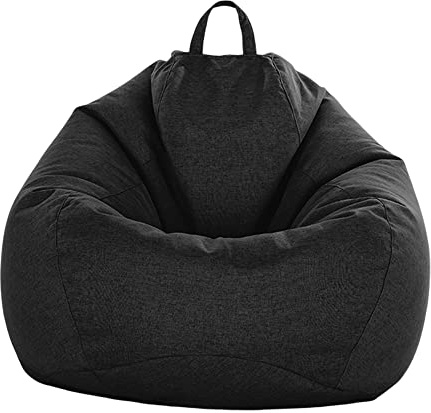 FANSU Bean Bag Cover Without Filling, Solid Colours Lazy Sofa Gaming Bean Bag Chair for Adult Kids, Washable Highback Beanbag Seat, Stuffed Toy Clothes Storage (70x80cm,Black)