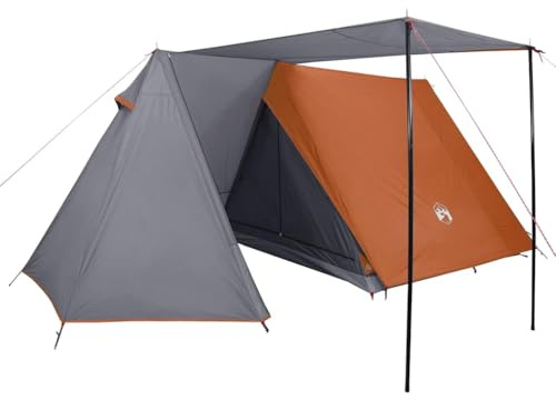 vidaXL Campingtält 3 personer grå och orange vattentätt