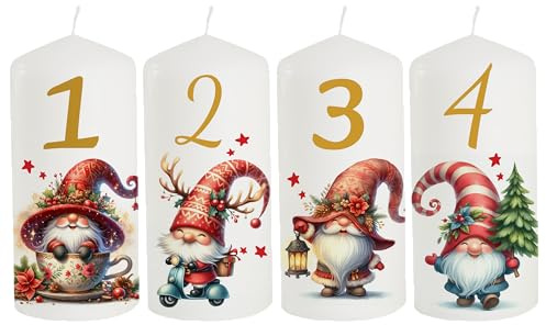 Individuellt ljus adventsljus med namn och ordspråk som bordsdekoration. Bordsdekoration adventsljus som present. Kärleksfullt ljus 4 tomter tomter tomte brinntid: 10 timmar, Ø 5 x höjd 10 cm