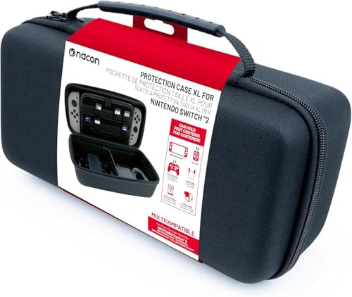 Nacon Mallette de Transport XL pour Nintendo Switch 2 – Rangement 10 Jeux, Protection Anti-Rayures, Accessoires – Compatible Switch 1 (OLED, Lite & Originale) – Noire – SWITCHNEWPOUCHXLBLA