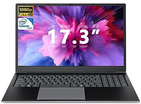 SGIN Laptop 17.3 Zoll 4GB RAM 128GB SSD ROM Laptop, FHD IPS, 2 x USB 3.2, Bluetooth 4.2, Dual Band WiFi, Expandable Memory 512GB TF 7000mAh