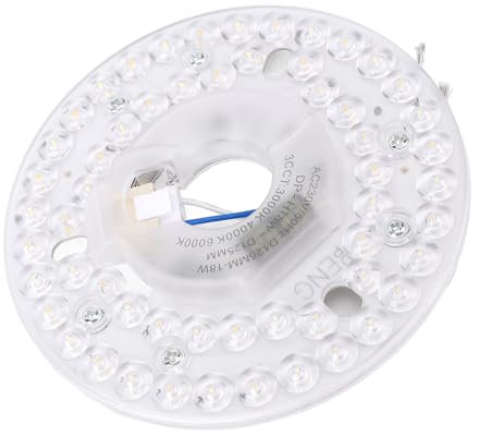 SENECESLI Panel de Reemplazo de Luz del Ventilador Techo 18W, Kit Luz LED LED 4.92 Pulgadas, 3000k 4000k 6000k, Regañable 100-5%, 3 Color Dimmable (230V)