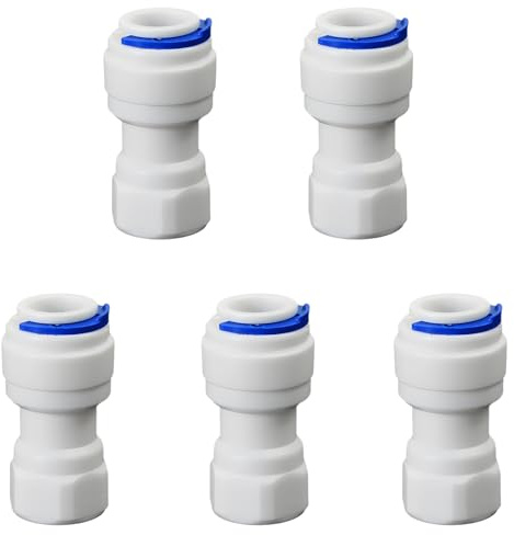 1/4 Female Thread Straight x 3/8 PE Hose Push-In Quick Connect Fitting, Plastic Connector for RO Water Filter, Beverage Dispenser & Water Filtration System, 5 PCS, 1/4 Thread Not 9/16