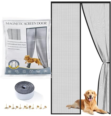 Magnetic Mosquito Screen Door Mesh - Screens Doors Netting for Patio - 30 x 80 Inch Magnet Bug Fly Net Curtain for Doorway - Front Door Mesh Cover Magnets Closure - Outdoor Porch Pet Window Netting