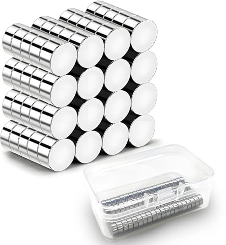 NXPUXP 80 PCS Aimant Neodyme,6x3mm Aimants Ronds Extrêmement Puissants,pour Réfrigérateur, Images,Bricolage,Carte,Tableau Blanc,avec Boîte de Rangement
