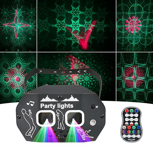 DJ Disco Party Light – Sound Activated RGBW LED Projector with Strobe & Aurora Lights, Remote Control Stage Lights for Halloween, Birthdays, Karaoke & Home Parties
