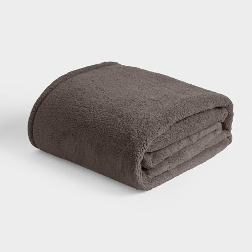 Brentfords Teddy Fleece Blanket Large Sofa Throw, Super Soft Plush Warm Blanket for Bed Settee Couch Lightweight Fluffy Throws for Beds Double All Seasons, Dark Grey - 150 x 200cm