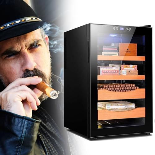 Humidors Cigar Cabinet 70L Cigar Cabinet Electronic Energy-Saving Humidor, Large-Capacity Cigar Box High-end Smoking Set Cigar Thermoelectric Cooler Humidifier Intelligent Gift(Schwarz)