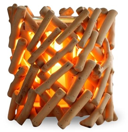 Zen’Arôme Brûleur Cire Parfumée Calorya n° 7 - Brûle Parfum Électrique pour Fondant Parfumé - Lampe à Parfum en Bois Flotté Naturel - Éclairage d’Ambiance Multifonction – Idée Cadeau Originale