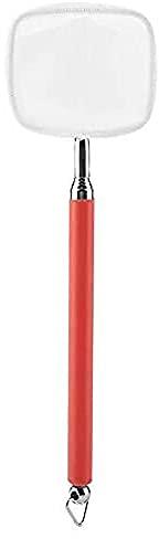 ANCLLO Kleines Aquarium-Fischnetz, Teleskop-Fangnetz, Fischgarnelen-Fangnetz, mit ausziehbarem 18–53 cm langem Griff für Betta-Fischbecken (quadratisch, rot)