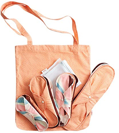 IMSEVIMSE Start Kit, Damenbinden, Bio-Baumwolle, Orange Sprinkle, 13-teilig