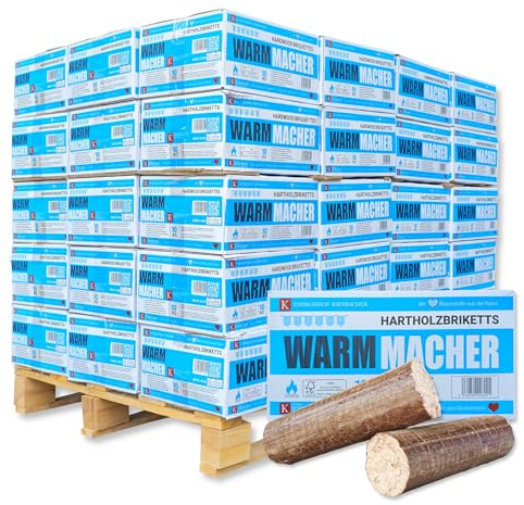 Nestro - Bricchette in legno duro, 600 kg, 60 x 10 kg, in cartone FSC per camino, stufa, bricchette di legno, riscaldamento, barbecue, affumicatore, carbone | Energia Kienbacher