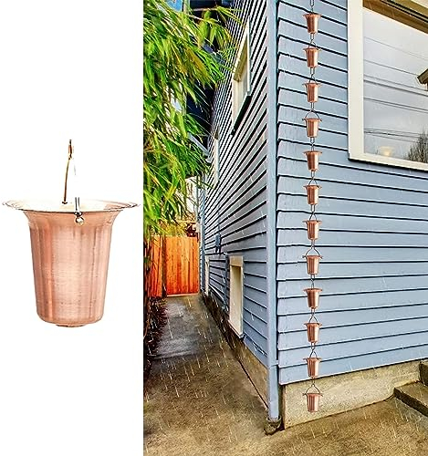 NUNETH Regenkette Lila Kupfer Regenfängerkette Japanisch, Rostbeständige Regenketten für Fallrohre, Gartendekoration Im Freien, Blumenbecher, Regenkette (Color : C, Size : 3m/9.2ft)