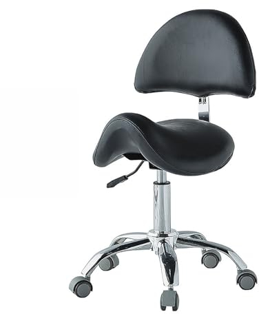 Taburete giratorio con sillín, altura ajustable con ruedas, taburete oscilante for médico/masaje/salón/spa/laboratorio/clínica, dentista, silla ergonómica con asiento hidráulico, taburete de oficina (